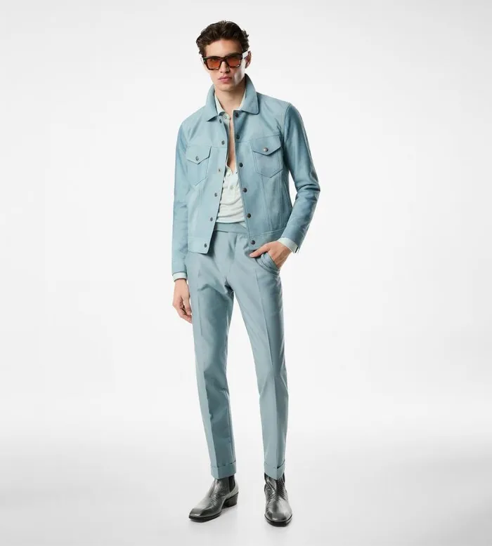 TOM FORD Outerwear Men PONY HAIR JEAN JACKET Pale Blue TOM FORD Outerwear Men PONY HAIR JEAN JACKET Pale Blue
