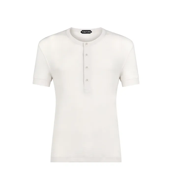 TOM FORD Shirts Men LYOCELL COTTON RIB HENLEY