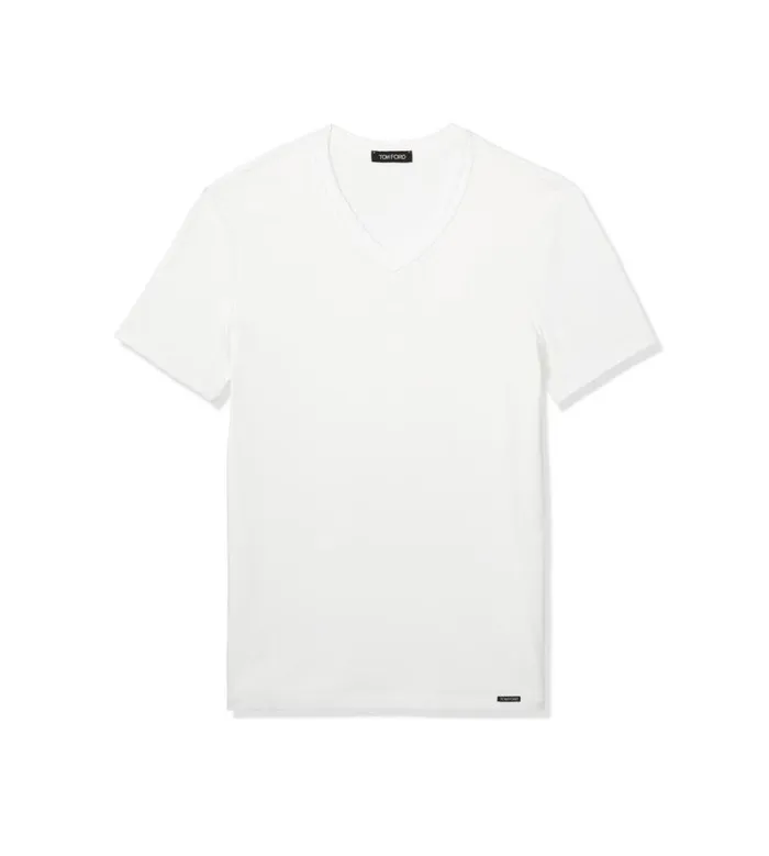 TOM FORD TShirts Men COTTON VNECK TSHIRT White