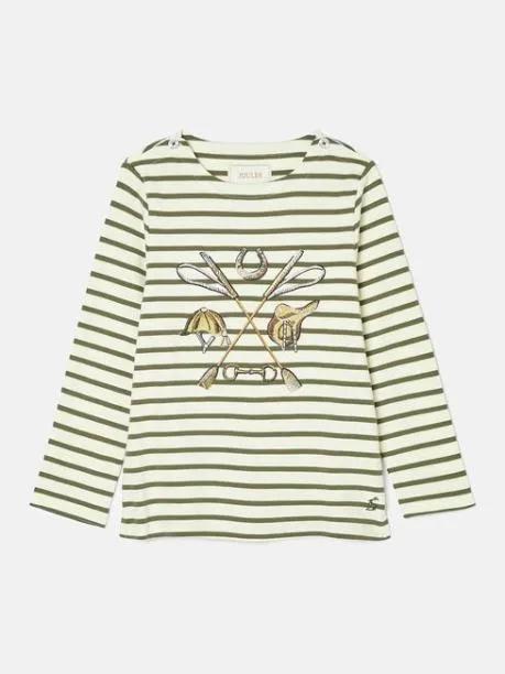 Tops and TShirts Girls Joules Khaki Green Long Sleeve Top
