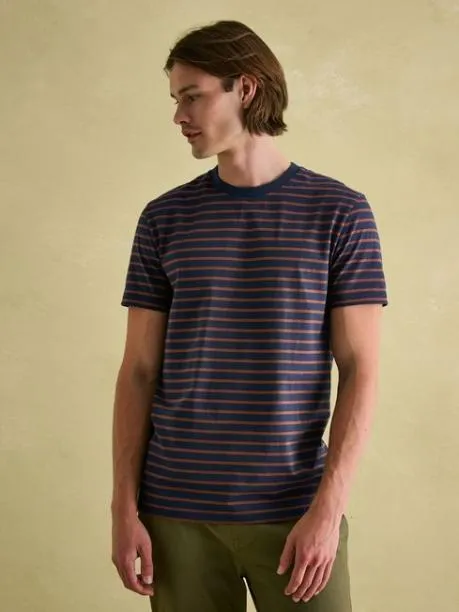 Tops and TShirts Men Joules Brown and Navy Jersey Crew Neck TShirt