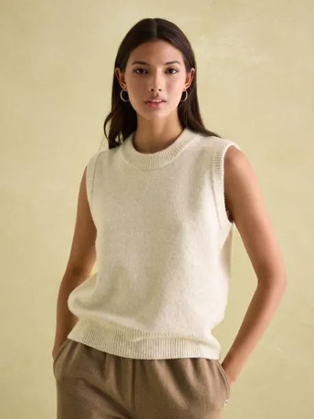 Tops and TShirts Women Joules Cream Regular Fit Knitted Vest