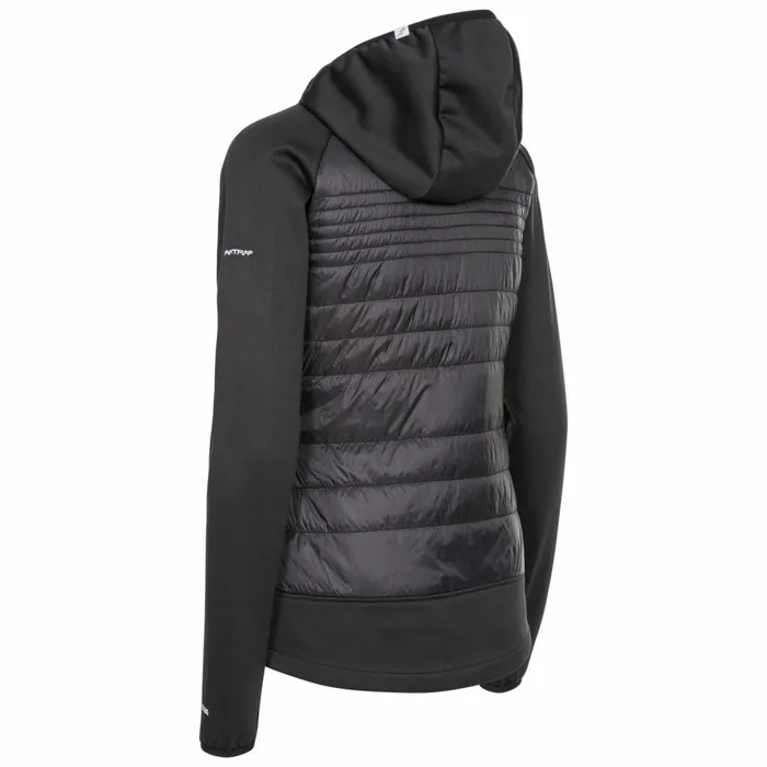 Trespass Hybrid Fleece Hooded Full Zip Finito Black Women Trespass Fleece