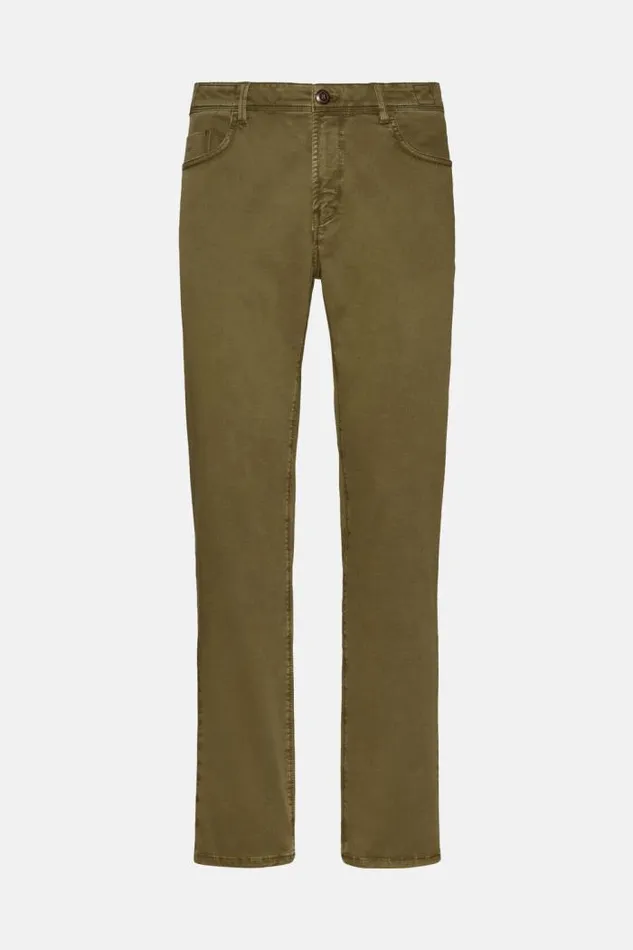 Trousers Men Boggi Milano Stretch Cotton Jeans Military Green