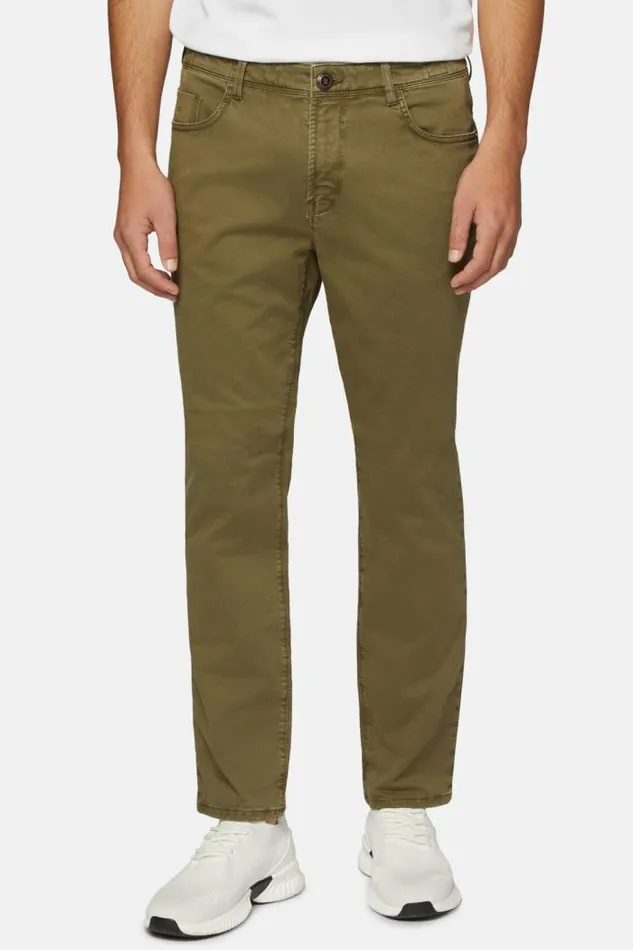Trousers Men Boggi Milano Stretch Cotton Jeans Military Green Trousers Men Boggi Milano Stretch Cotton Jeans Military Green