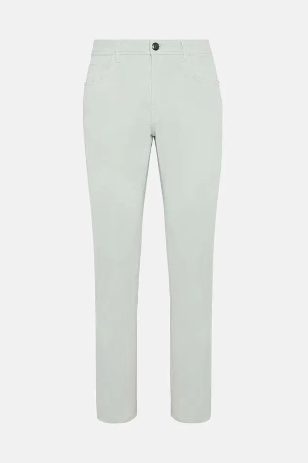 Trousers Men Boggi Milano Stretch CottonTencel Jeans Light Green