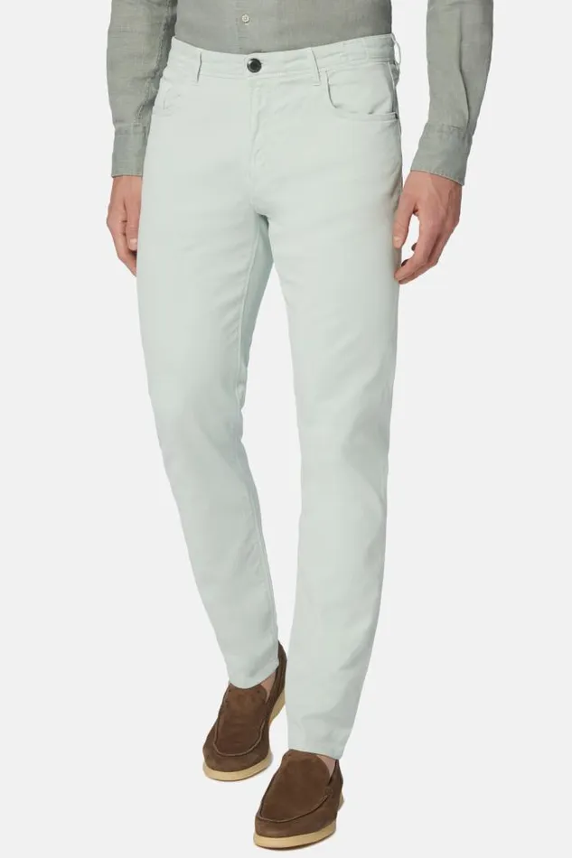 Trousers Men Boggi Milano Stretch CottonTencel Jeans Light Green Trousers Men Boggi Milano Stretch CottonTencel Jeans Light Green