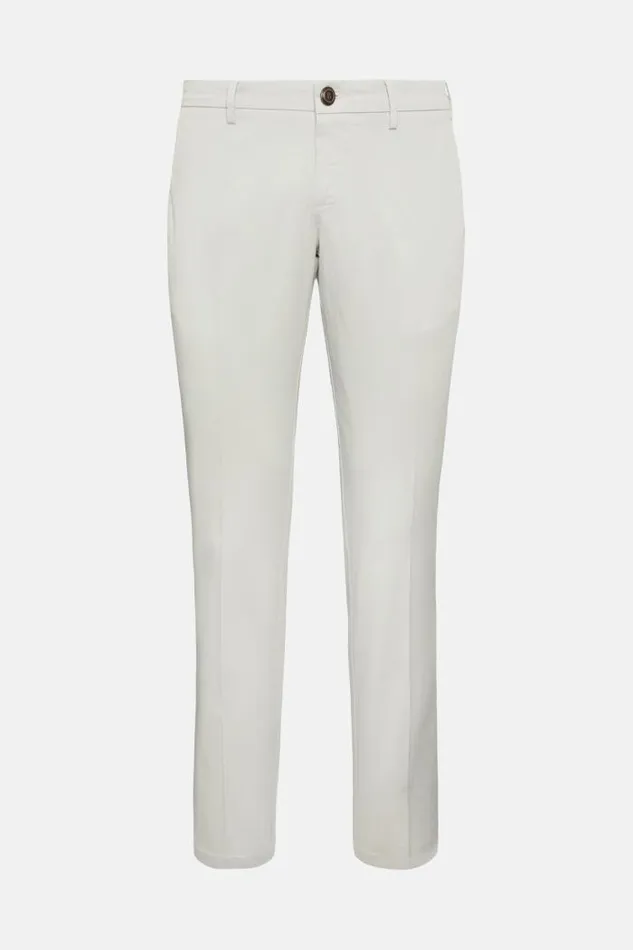 Trousers Men Boggi Milano Stretch Cotton Trousers Light Grey