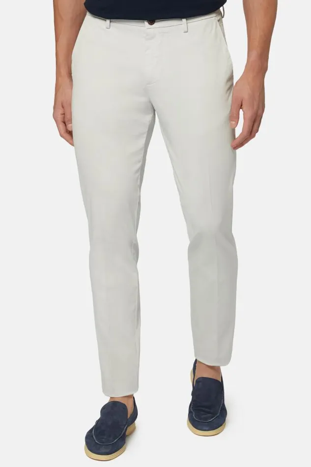 Trousers Men Boggi Milano Stretch Cotton Trousers Light Grey Trousers Men Boggi Milano Stretch Cotton Trousers Light Grey