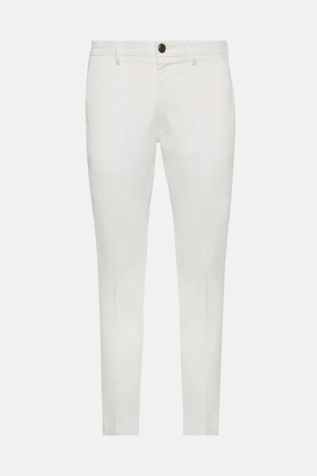 Trousers Men Boggi Milano Stretch Cotton Trousers White