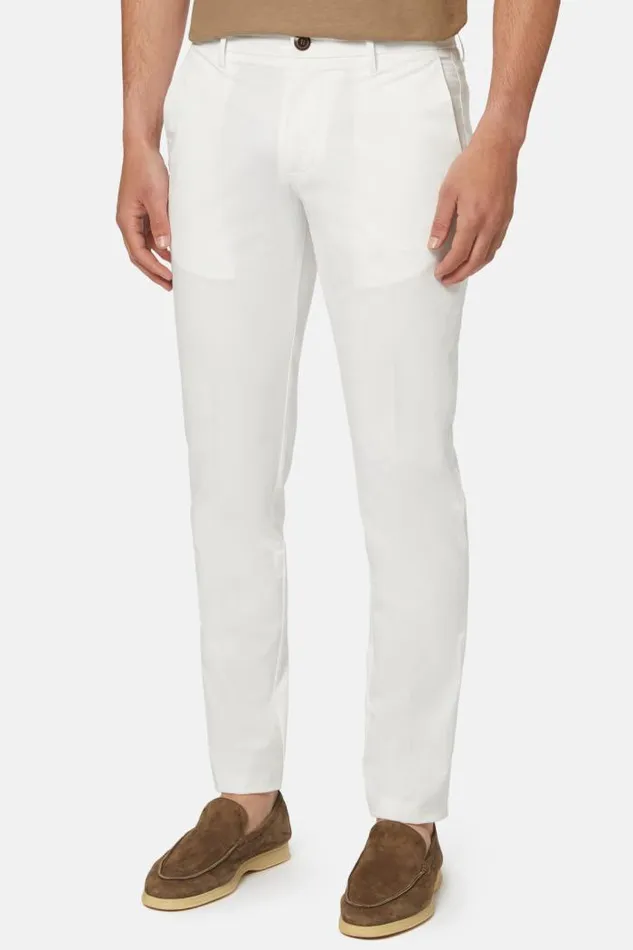Trousers Men Boggi Milano Stretch Cotton Trousers White Trousers Men Boggi Milano Stretch Cotton Trousers White