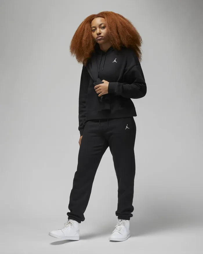 Trousers Women Nike Jordan Brooklyn Fleece Blackwhite