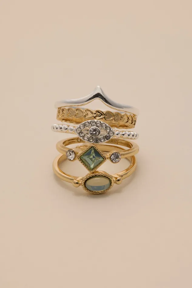Two Tone High Shine Ring Set Two Tone Women Lucky Brand Jewelry