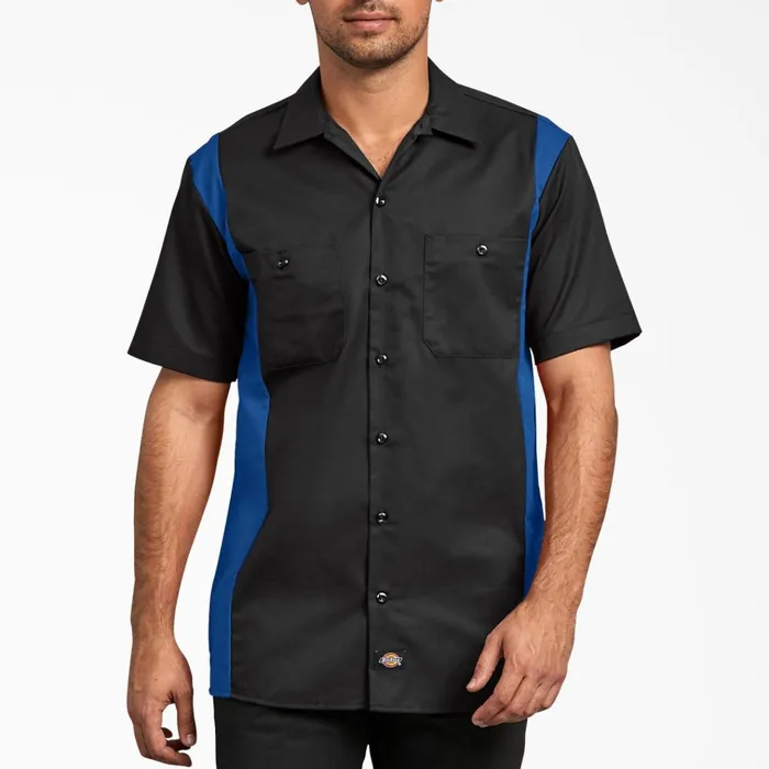 TwoTone Short Sleeve Work Shirt Black Blue Tone Black Blue Tone bkrb Men Dickies Work Shirts TwoTone Short Sleeve Work Shirt Black Blue Tone Black Blue Tone bkrb Men Dickies Work Shirts