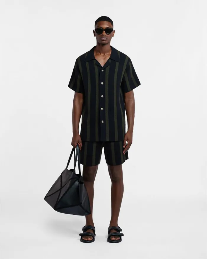 Walter Stripe Dark Khaki Black Men Nanushka Shorts Walter Stripe Dark Khaki Black Men Nanushka Shorts