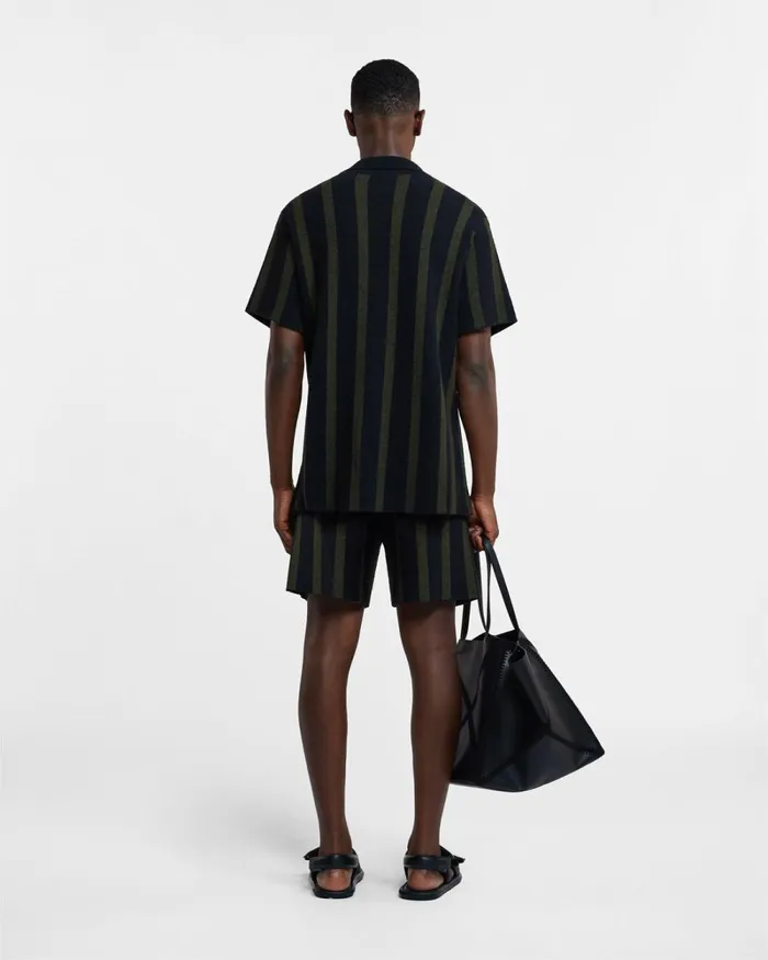 Walter Stripe Dark Khaki Black Men Nanushka Shorts Walter Stripe Dark Khaki Black Men Nanushka Shorts