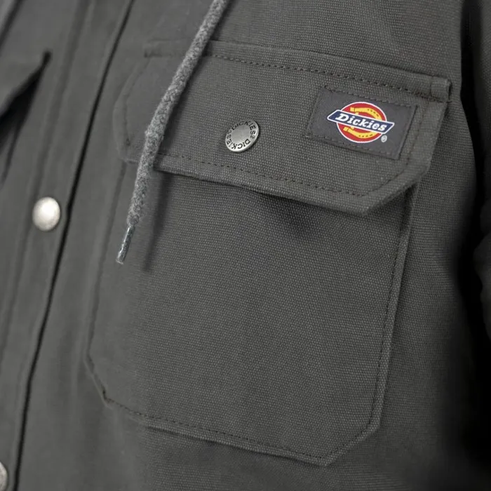 Water Repellent Duck Hooded Shirt Jacket Slate Gray Slate Gray sl Men Dickies Outerwear Water Repellent Duck Hooded Shirt Jacket Slate Gray Slate Gray sl Men Dickies Outerwear