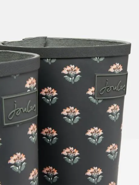 Wellies Women Joules Grey Floral Adjustable Tall Wellies