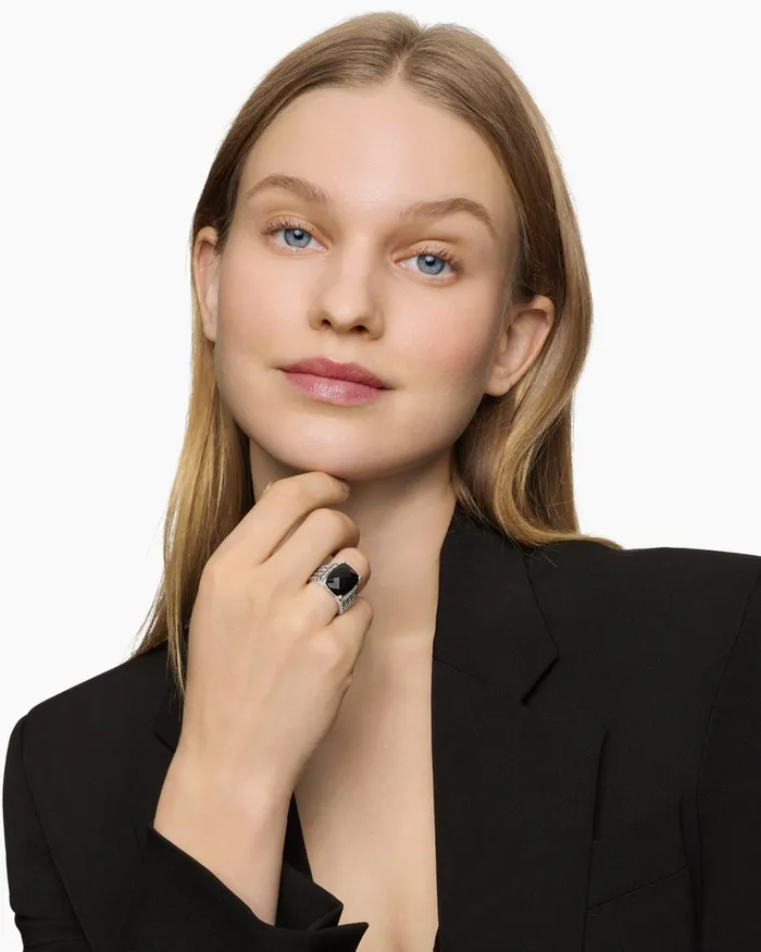 Wheaton Ring In Sterling Silver With Diamonds 16mm Women David Yurman Statement Wheaton Ring In Sterling Silver With Diamonds 16mm Women David Yurman Statement