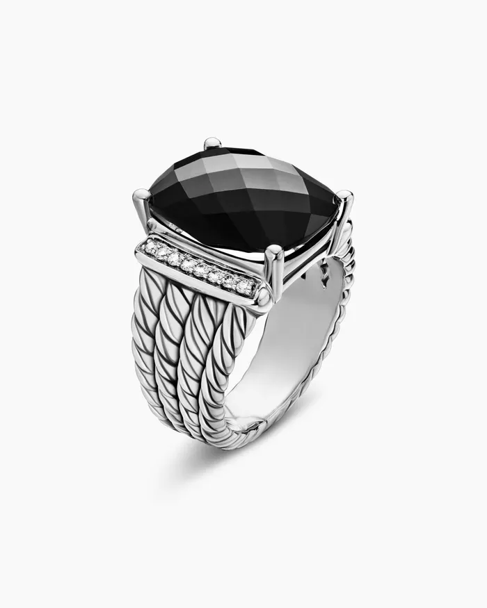 Wheaton Ring In Sterling Silver With Diamonds 16mm Women David Yurman Statement Wheaton Ring In Sterling Silver With Diamonds 16mm Women David Yurman Statement