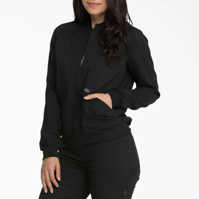 Women039s Balance Zip Front Scrub Jacket Black Black blk Women Dickies Scrubs Women039s Balance Zip Front Scrub Jacket Black Black blk Women Dickies Scrubs