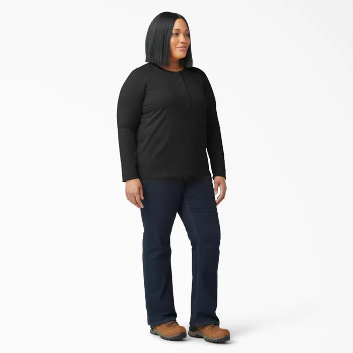 Women039s Plus Heavyweight Henley Black Black kbk Women Dickies Long Sleeve TShirts Women039s Plus Heavyweight Henley Black Black kbk Women Dickies Long Sleeve TShirts