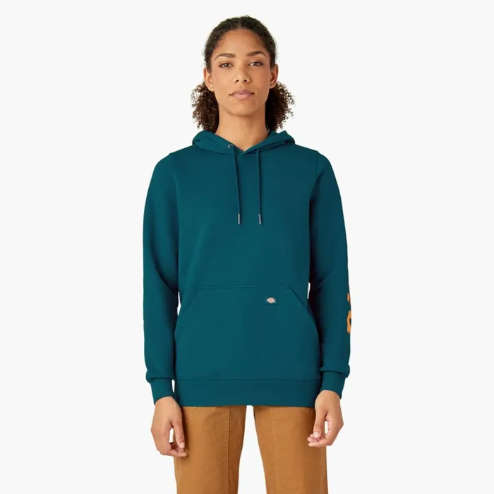 Women039s Water Repellent Sleeve Logo Hoodie Deep Lagoon Deep Lagoon dgn Women Dickies Hoodies and Sweatshirts Women039s Water Repellent Sleeve Logo Hoodie Deep Lagoon Deep Lagoon dgn Women Dickies Hoodies and Sweatshirts