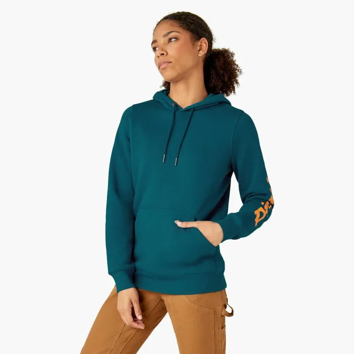 Women039s Water Repellent Sleeve Logo Hoodie Deep Lagoon Deep Lagoon dgn Women Dickies Hoodies and Sweatshirts Women039s Water Repellent Sleeve Logo Hoodie Deep Lagoon Deep Lagoon dgn Women Dickies Hoodies and Sweatshirts