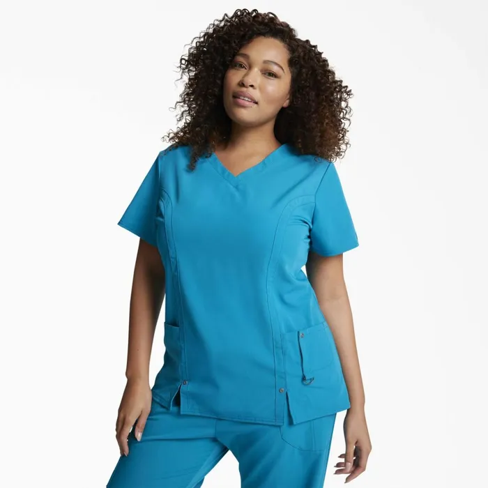 Women039s Xtreme Stretch VNeck Scrub Top Teal Teal dtl Women Dickies Scrubs