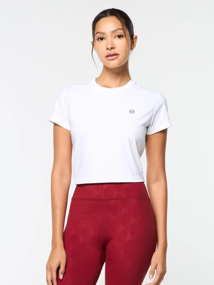 Women Athleisure Sergio Tacchini Mirano Fitted Crop Top Brilliant White