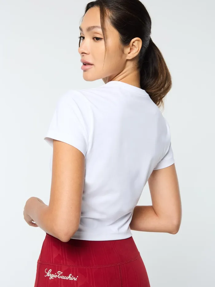 Women Athleisure Sergio Tacchini Mirano Fitted Crop Top Brilliant White