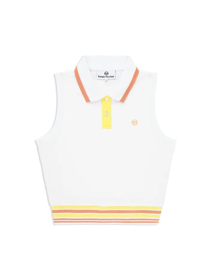 Women Athleisure Sergio Tacchini Noale Cropped Tennis Polo Brilliant White