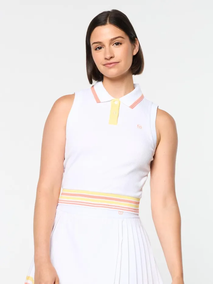 Women Athleisure Sergio Tacchini Noale Cropped Tennis Polo Brilliant White