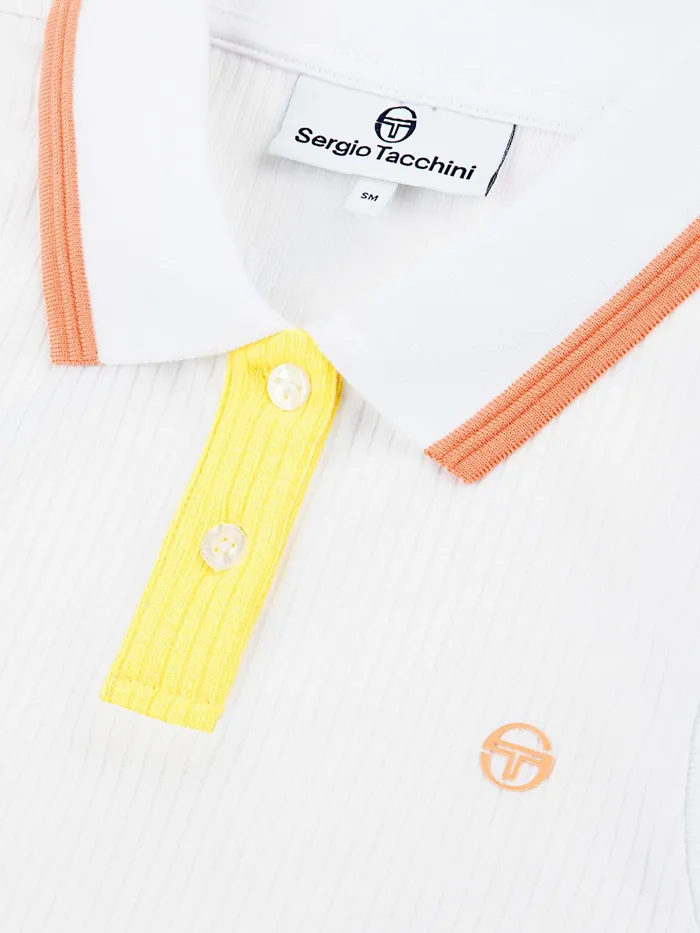 Women Athleisure Sergio Tacchini Noale Cropped Tennis Polo Brilliant White