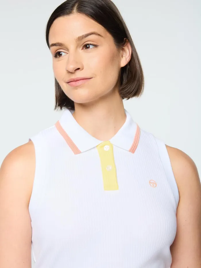 Women Athleisure Sergio Tacchini Noale Cropped Tennis Polo Brilliant White