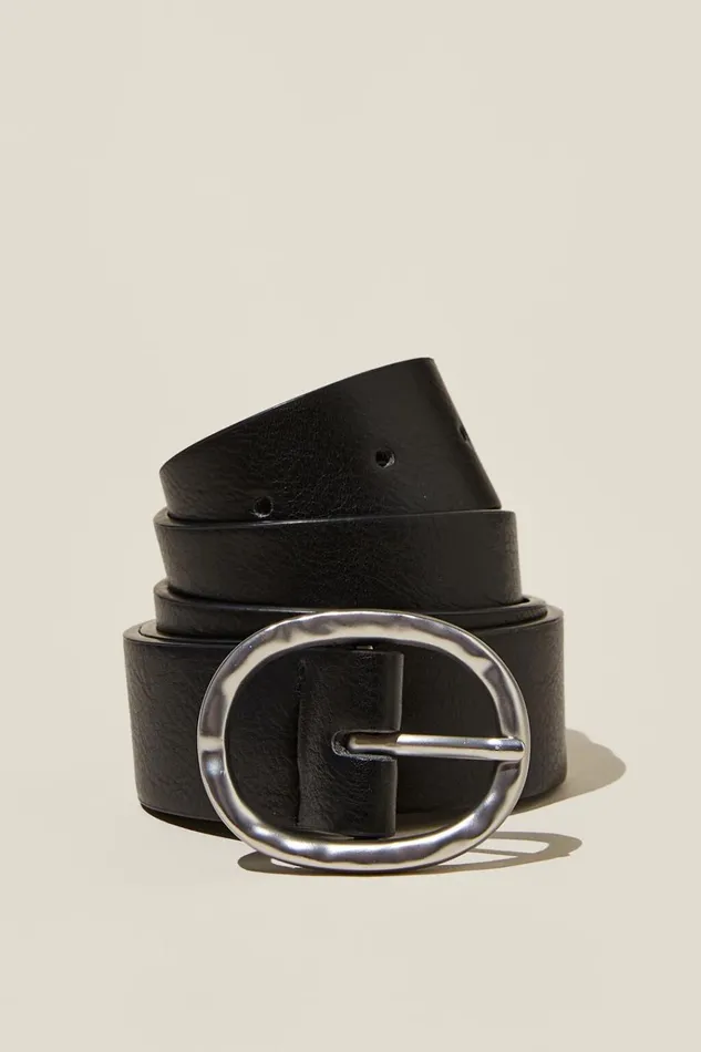 Women Bags and Belts Cotton On Molten Buckle Belt Blackbrushed Silver