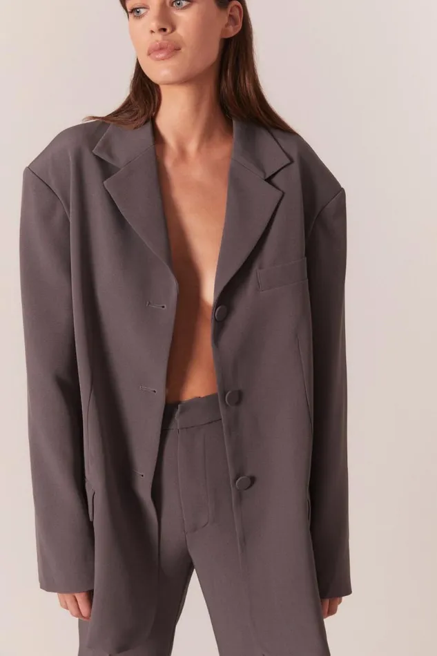 Women Bardot Blazers Akia Oversized Blazer In Charcoal