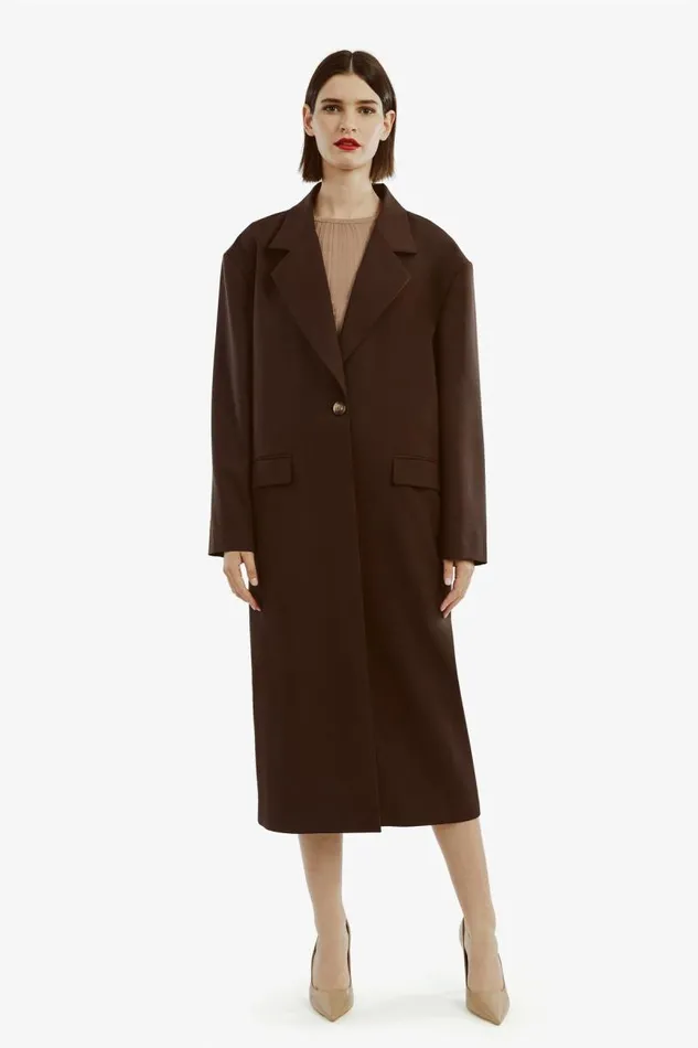 Women Bardot Coats Maika Oversized Coat In Dark Choco Women Bardot Coats Maika Oversized Coat In Dark Choco