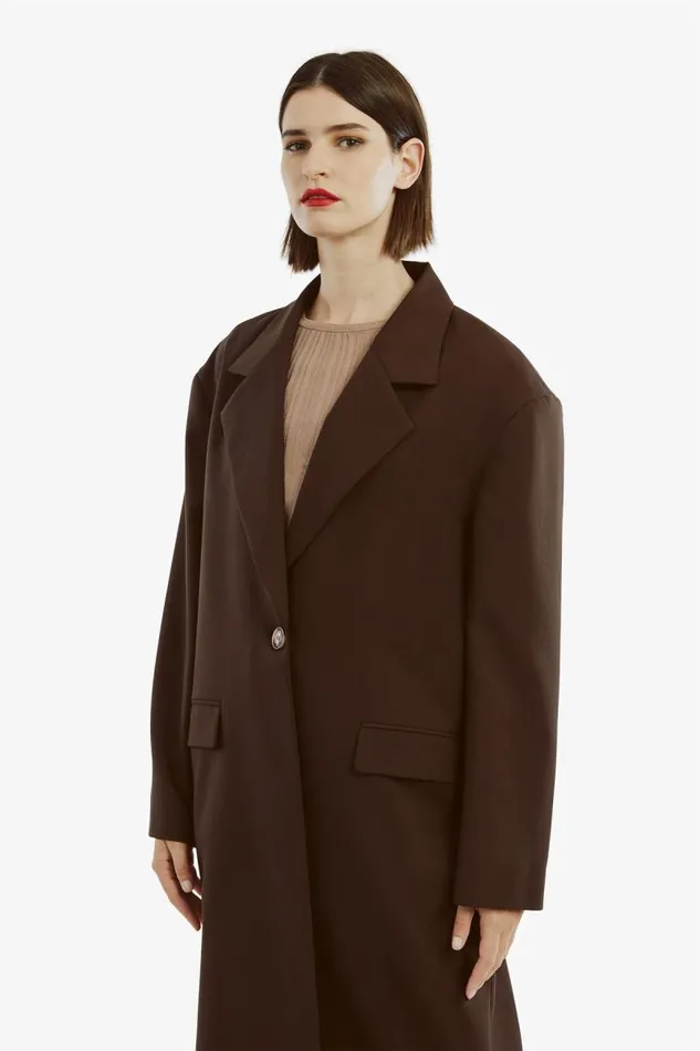 Women Bardot Coats Maika Oversized Coat In Dark Choco Women Bardot Coats Maika Oversized Coat In Dark Choco