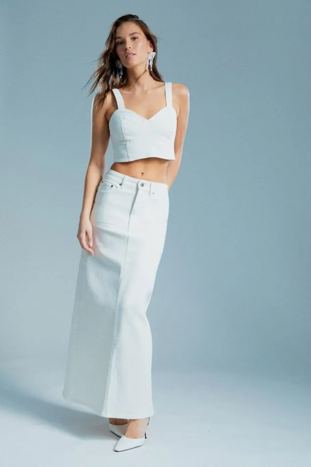 Women Bardot Corsets Evianna Denim Bustier In Off White