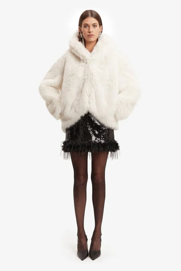 Women Bardot Jackets Callan Faux Fur Coat In White Women Bardot Jackets Callan Faux Fur Coat In White