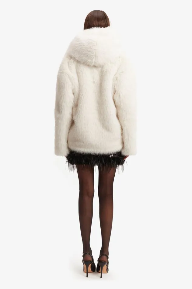 Women Bardot Jackets Callan Faux Fur Coat In White Women Bardot Jackets Callan Faux Fur Coat In White