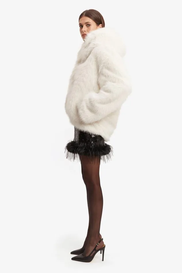 Women Bardot Jackets Callan Faux Fur Coat In White Women Bardot Jackets Callan Faux Fur Coat In White