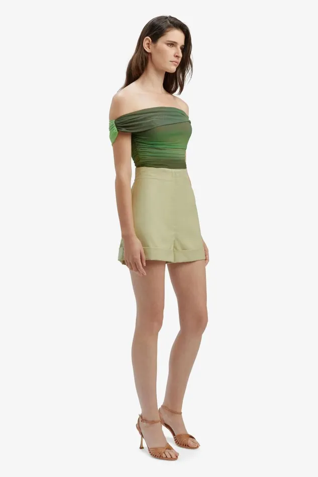Women Bardot Party Tops Aurelia Mesh Top In Green Ombre Women Bardot Party Tops Aurelia Mesh Top In Green Ombre