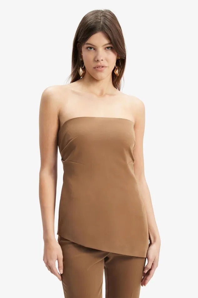 Women Bardot Party Tops Cosmos Strapless Top In Chocolate Women Bardot Party Tops Cosmos Strapless Top In Chocolate