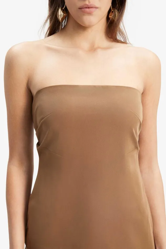 Women Bardot Party Tops Cosmos Strapless Top In Chocolate Women Bardot Party Tops Cosmos Strapless Top In Chocolate