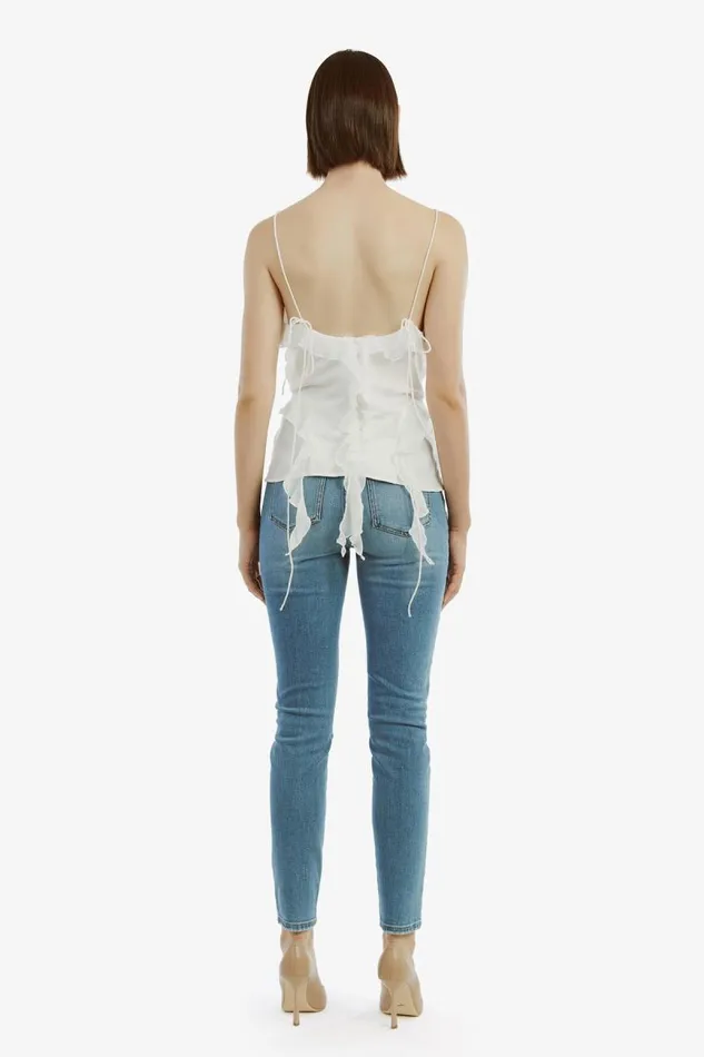 Women Bardot Party Tops Marsella Ruffle Cami In Orchid White Women Bardot Party Tops Marsella Ruffle Cami In Orchid White