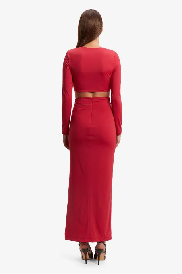 Women Bardot Party Tops Neve Long Sleeve Knit Top In Deep Red Women Bardot Party Tops Neve Long Sleeve Knit Top In Deep Red