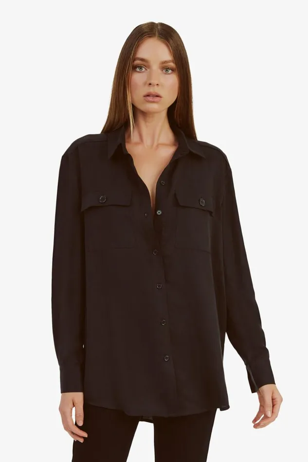 Women Bardot Shirts and Blouses Albee Lightweight Shirt In Black Women Bardot Shirts and Blouses Albee Lightweight Shirt In Black