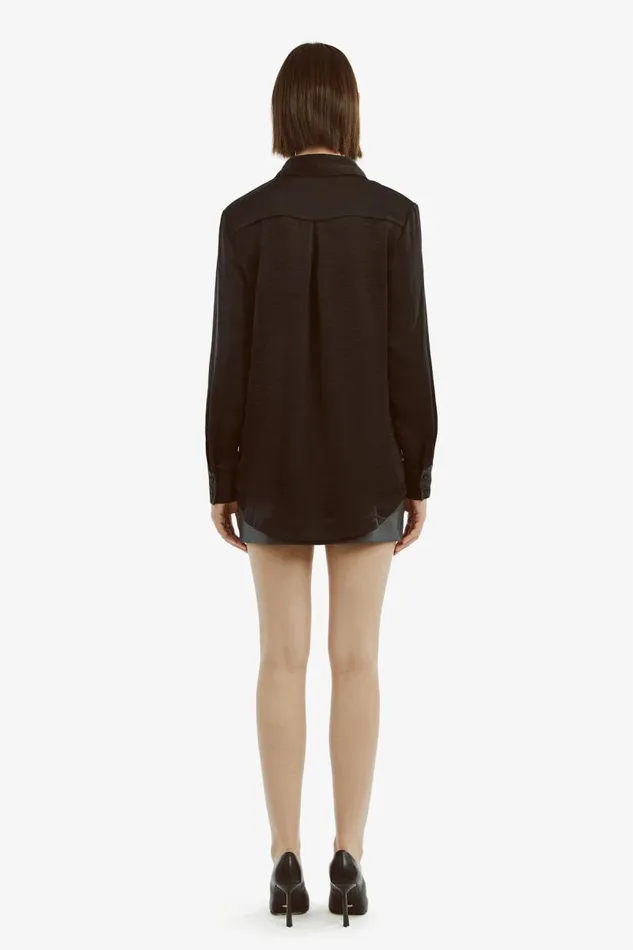 Women Bardot Shirts and Blouses Dinah Pintuck Satin Shirt In Black Women Bardot Shirts and Blouses Dinah Pintuck Satin Shirt In Black